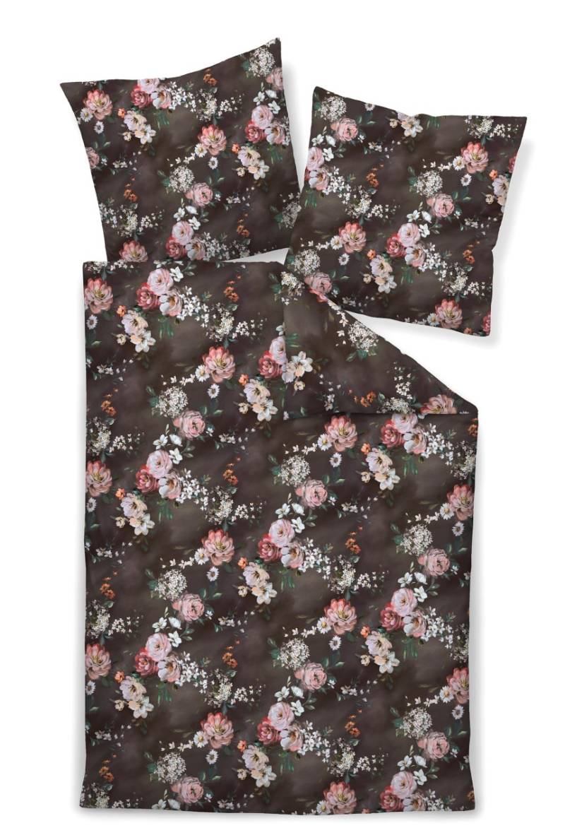 Janine Carmen Mako Jersey Bettwäsche 135x200 Rosen Blumen siena kakao 55057-04 von Janine