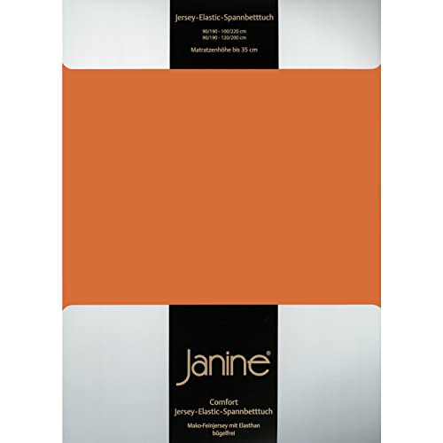 Janine Spannbettlaken Elastic - extra weiches und elastisches Spannbetttuch - für Matratzen 180x200cm bis 200x220cm rost-orange von Janine