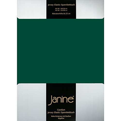 Janine Design Jersey Elastic Spannbetttuch waldgrün, 180x200 cm - 200x220 cm von Janine