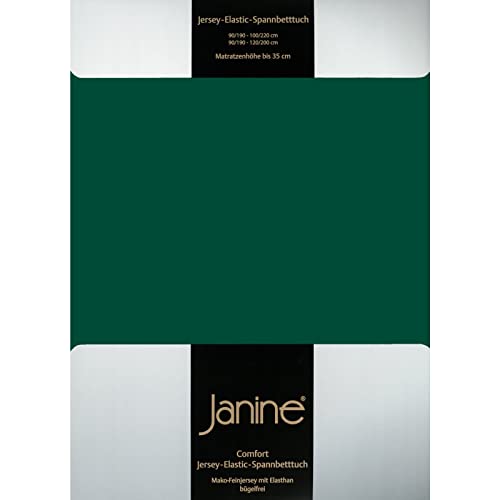 Janine Spannbettlaken Elastic - extra weiches und elastisches Spannbetttuch - für Matratzen 180x200cm bis 200x220cm waldgrün von Janine