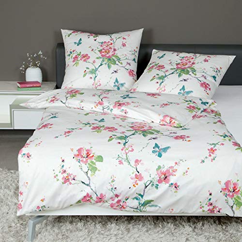Janine Design Mako-Satin Bettwäsche Moments 98050 rosa türkis 1 Bettbezug 135 x 200 cm + 1 Kissenbezug 80 x 80 cm von Janine