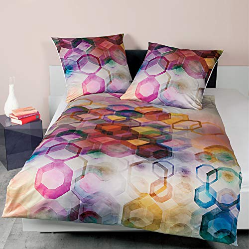 Janine Design Mako-Satin Bettwäsche modern Art 42045-09 Multicolor 1 Bettbezug 135 x 200 cm + 1 Kissenbezug 80 x 80 cm von Janine