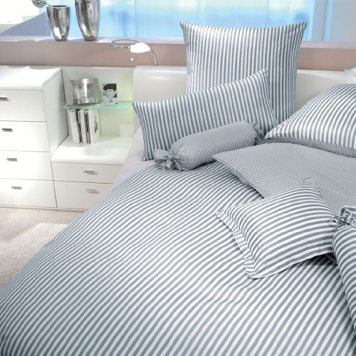 Janine Design Streifen-Bettwäsche modern classic silber (Kissenbezug einzeln 40x40 cm) von Janine