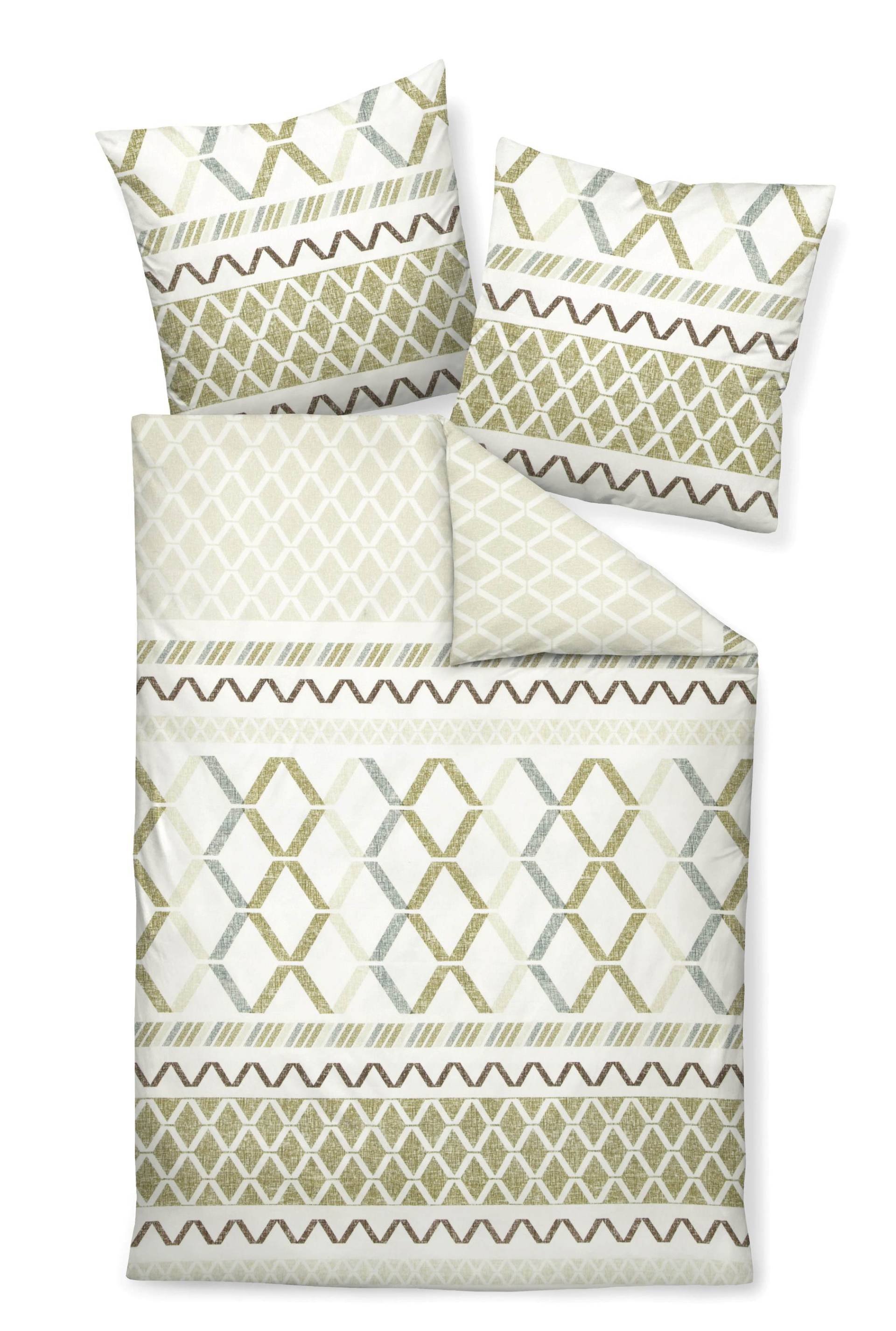 Janine Feinbiber Bettwäsche Davos 155x220 Streifen Zickzack oliv blau 65119-06 Janine Feinbiber Bettwäsche Davos 155x220 Streifen Zickzack oliv blau 65119-06 von Janine Design GmbH
