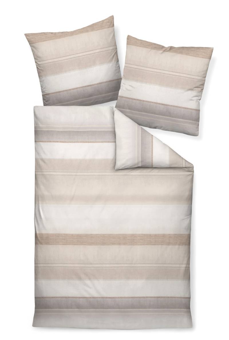 Janine Feinbiber Bettwäsche Davos 155x220 Streifen natur sand graphit 65106-07 von Janine Design GmbH