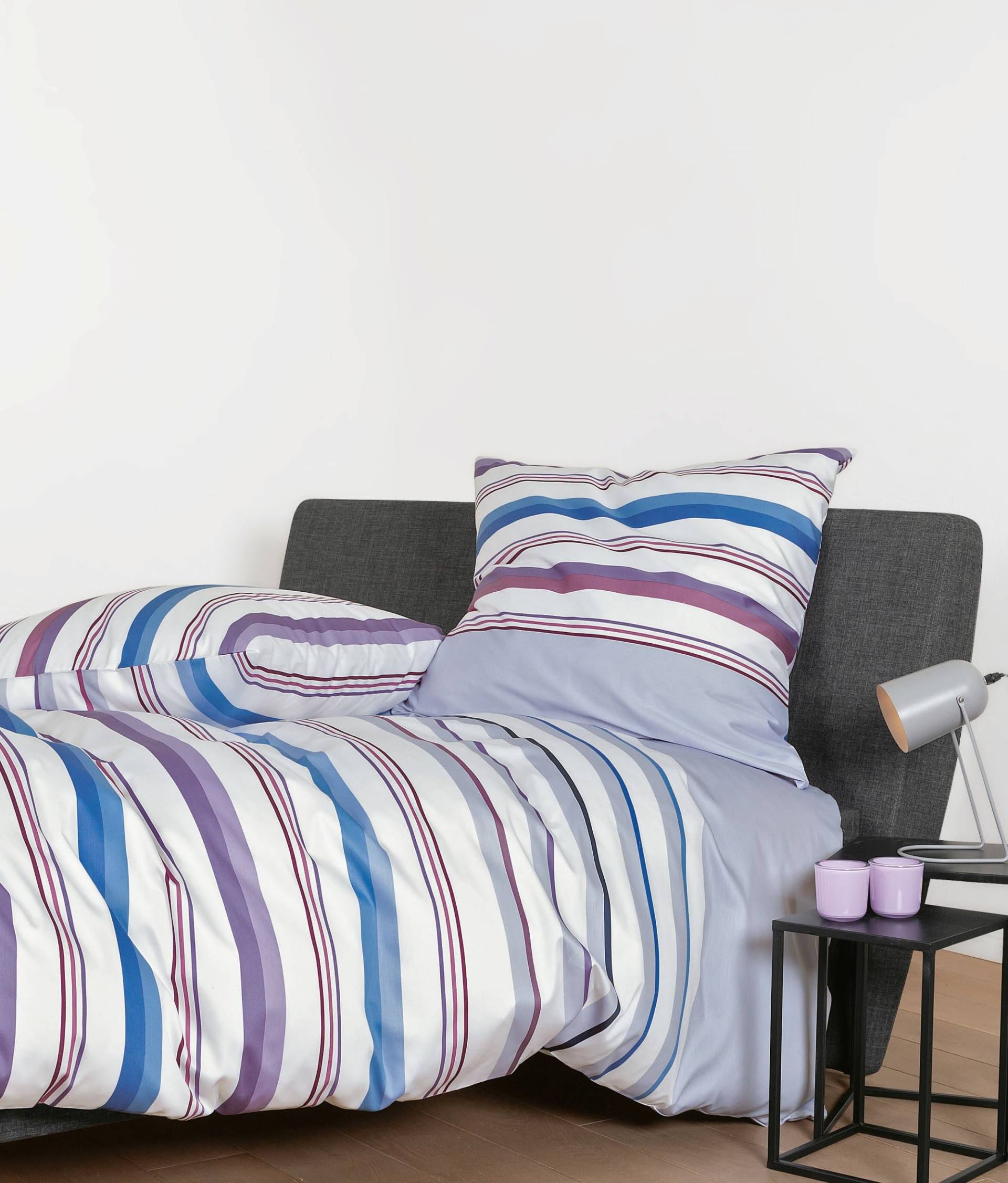 Janine J.D. Mako-Satin Bettwäsche 135x200 Streifen blau lila weiß 87094-05 von Janine Design GmbH