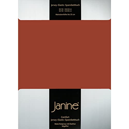Janine Spannbettlaken Elastic - extra weiches und elastisches Spannbetttuch - für Matratzen 180x200cm bis 200x220cm Tabasco von Janine