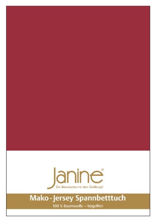 Janine Mako-Jersey Spannbetttuch Spannbettlaken 100% naturreine Baumwolle 90-100cm x 190-200cm 71 granat von Janine Design GmbH