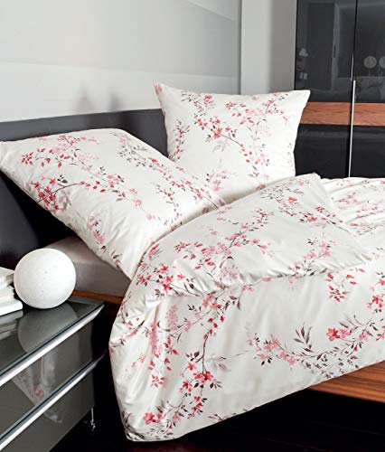 Janine Mako Satin Bettwäsche 155 x 220 cm Satin Bettbezug weiß Palermo Bettwäsche weiß aus Baumwolle von Janine