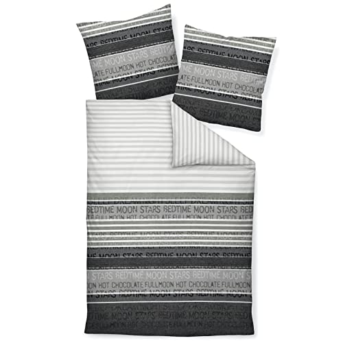 Janine Mako Satin Bettwäsche 200 x 200 cm Satin Bettbezug grau Palermo Bettwäsche grau aus Baumwolle von Janine
