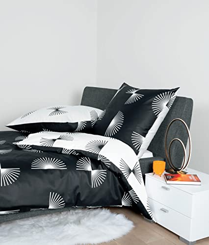 Janine Mako-Satin Bettwäsche J. D. 155x220 cm + 80x80 cm schwarz von Janine