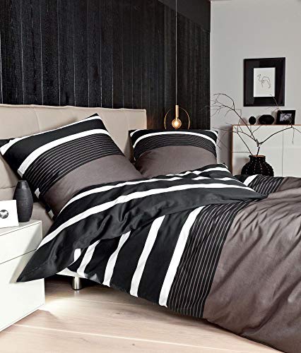 Janine Mako-Satin Bettwäsche J. D. 8468 Nougat-schwarz 140x200+70/90 von Janine