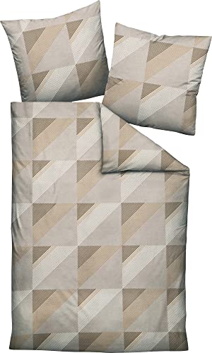 Janine Mako-Satin-Bettwäsche J.D. 155x220 cm + 80x80 cm Taupe von Janine