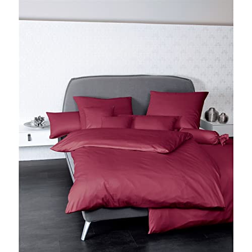 Janine Mako Satin Bettwäsche Uni Colors 155 x 220 cm Bordeaux von Janine