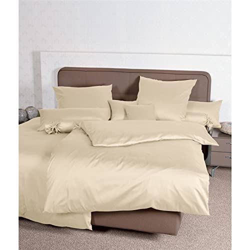 Janine Mako Satin Bettwäsche Uni Colors 200 x 220 cm Creme von Janine