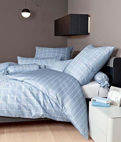 Janine Mako Satin Bettwäsche modernclassic 135 x 200 cm perlblau Fb. 32 Janine Mako Satin Bettwäsche modernclassic 135 x 200 cm perlblau Fb. 32 von Janine