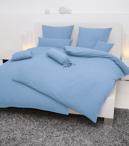 Janine Mako Soft Seersucker Bettwäsche in 19 Uni Farben 240x220 + 2 x 80x80 in bleu Janine Mako Soft Seersucker Bettwäsche in 19 Uni Farben 240x220 + 2 x 80x80 in bleu von Janine
