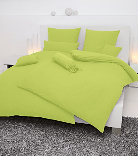 Janine Mako Soft Seersucker Kissenbezug in 19 Uni Farben 40x80 in apfelgrün von Janine