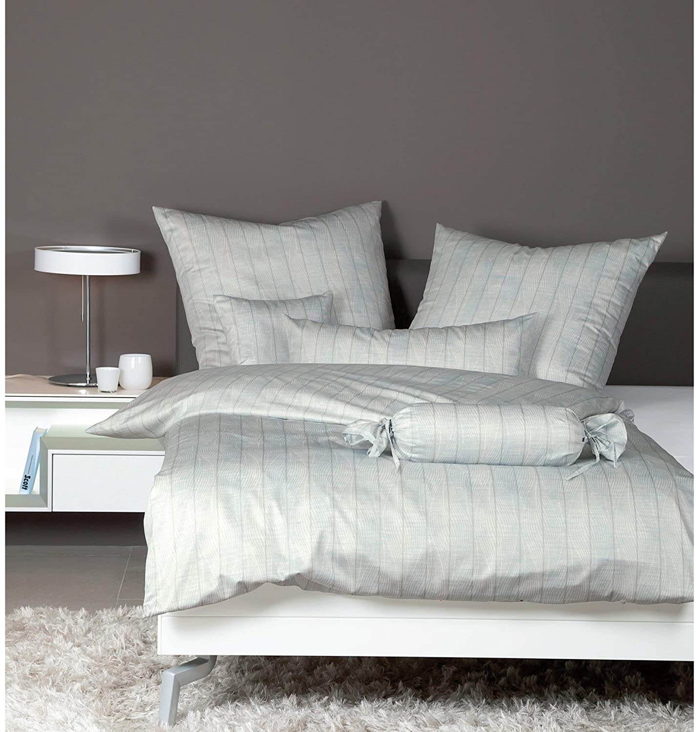 Janine Messina Mako-Satin Bettwäsche 135x200 Streifen grau blau  43128-06 Janine Messina Mako-Satin Bettwäsche 135x200 Streifen grau blau  43128-06 von Janine Design GmbH