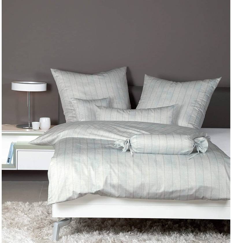 Janine Messina Mako-Satin Bettwäsche 135x200 Streifen grau blau  43128-06 von Janine Design GmbH