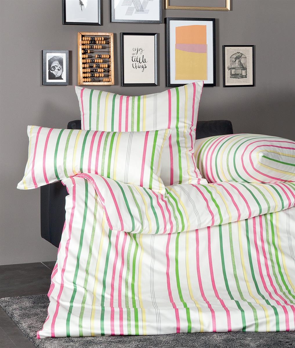 Janine Messina Mako-Satin Bettwäsche 135x200 Streifen grün pink gelb bunt 43089-01 Janine Messina Mako-Satin Bettwäsche 135x200 Streifen grün pink gelb bunt 43089-01 von Janine Design GmbH