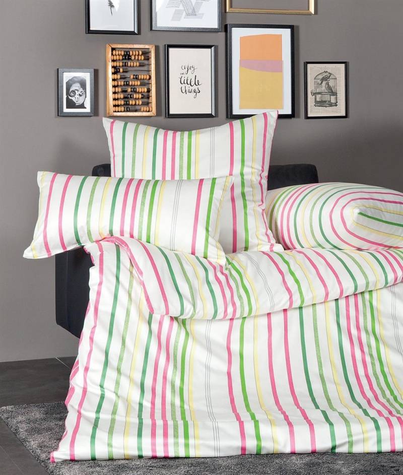 Janine Messina Mako-Satin Bettwäsche 135x200 Streifen grün pink gelb bunt 43089-01 Janine Messina Mako-Satin Bettwäsche 135x200 Streifen grün pink gelb bunt 43089-01 von Janine Design GmbH