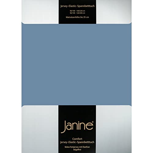 Janine Spannbettlaken Elastic - extra weiches und elastisches Spannbetttuch - für Matratzen 90x190cm bis 120x200cm denimblau von Janine