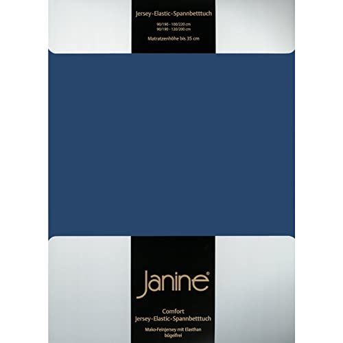 Janine Spannbettlaken Elastic - extra weiches und elastisches Spannbetttuch - für Matratzen 140x200cm bis 160x220cm Marine von Janine
