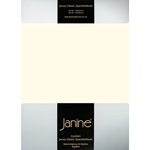 Janine Spannbettlaken Elastic - extra weiches und elastisches Spannbetttuch - für Matratzen 180x200cm bis 200x220cm Natur von Janine