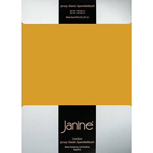 Janine Spannbettlaken Elastic - extra weiches und elastisches Spannbetttuch - für Matratzen 180x200cm bis 200x220cm honiggold von Janine