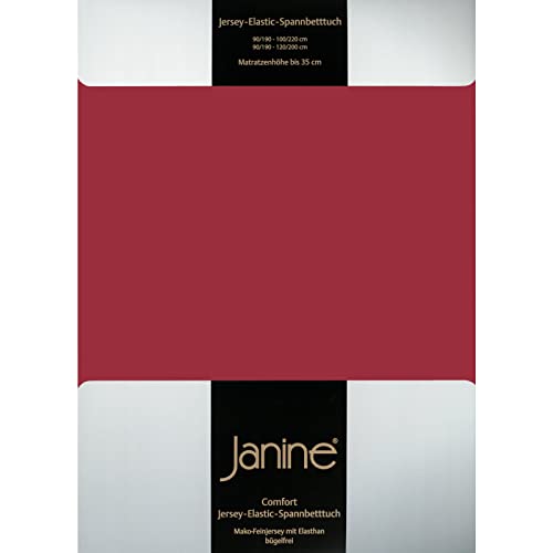 Janine Spannbettlaken Elastic - extra weiches und elastisches Spannbetttuch - für Matratzen 90x190cm bis 120x200cm Granat von Janine