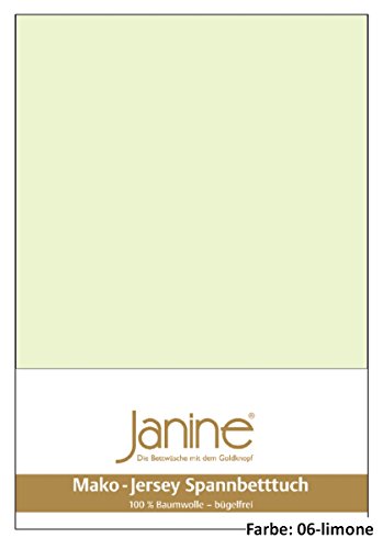 Janine Spannbettlaken Jersey 5007, Gr. 200x200 cm, Fb. 06 Limone, Mako-Jersey von Janine