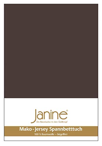 Janine Spannbetttuch 5007 Mako Jersey 140/200 bis 160/200 cm Dunkelbraun Fb. 87 von Janine