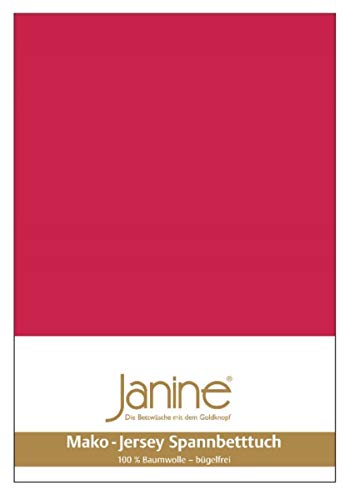 Janine Spannbetttuch 5007 Mako Jersey 140/200 bis 160/200 cm rot Fb. 61 von Janine
