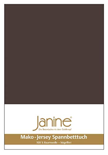 Janine Spannbetttuch 5007 Mako Jersey 180/200 bis 200/200 cm Dunkelbraun Fb. 87 von Janine