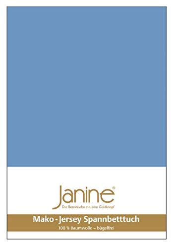 Janine Spannbetttuch 5007 Mako Jersey 180/200 bis 200/200 cm blau Fb. 42 von Janine