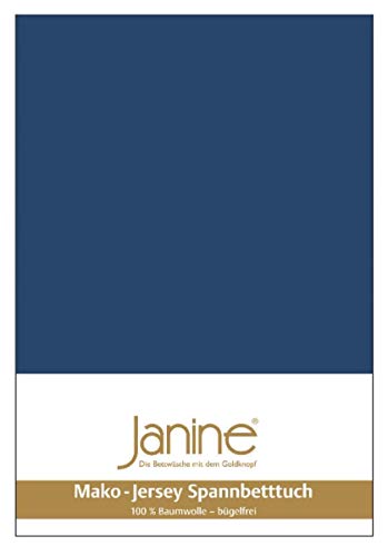 Janine Spannbetttuch 5007 Mako Jersey 180/200 bis 200/200 cm Marine Fb. 82 von Janine