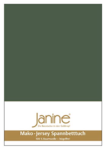 Janine Spannbetttuch 5007 Mako Jersey 180/200 bis 200/200 cm olivgrün Fb. 76 von Janine