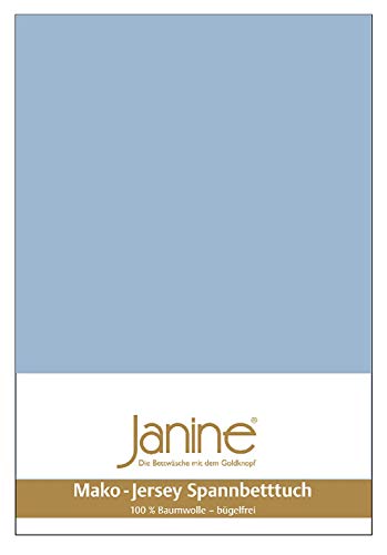 Janine Spannbetttuch 5007 Mako Jersey 180/200 bis 200/200 cm perlblau Fb. 32 von Janine