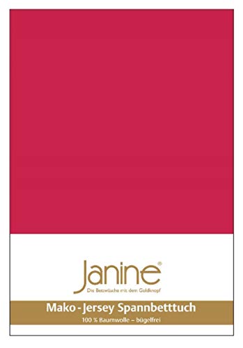 Janine Spannbetttuch 5007 Mako Jersey 180/200 bis 200/200 cm rot Fb. 61 von Janine