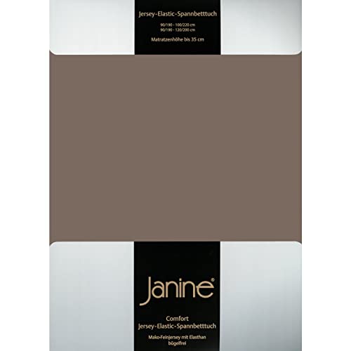 Janine Spannbettlaken Elastic - extra weiches und elastisches Spannbetttuch - für Matratzen 90x190cm bis 120x200cm Cappuccino von Janine
