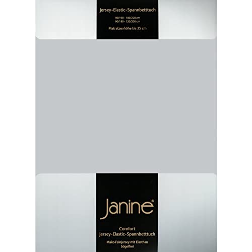 Janine Spannbettlaken Elastic - extra weiches und elastisches Spannbetttuch - für Matratzen 180x200cm bis 200x220cm Silber von Janine