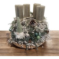 Adventskranz/Winterzeit Adventszeit Advent Trockenblumen Kranz Flachskranz Weiß Dekokranz Tischdekoration Wiederverwendbar von JanineBastelstubchen