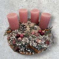 Adventskranz Aus Flachs/Flachskranz Weihnachten Advent Adentskranz Rosa von JanineBastelstubchen