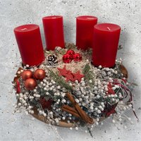 Adventskranz Aus Flachs/Flachskranz Weihnachten Advent Adentskranz Rot von JanineBastelstubchen