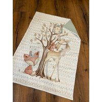 Decke Waldtiere Boho - Nach Wunsch Bestickt 70x100cm von JaninesFadenzauber
