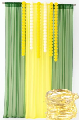 Janinka Diwali-Dekorationsset mit Ringelblumen-Girlande, bunte Vorhänge und Lichterketten, künstliche Ringelblumen-Blumen für indischen Toran, Gelb, Weiß, 16-teilig von Janinka