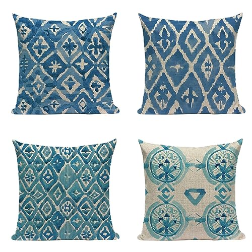 Blau Kissenbezug 45 x 45 cm Sofakissen Super Weich Kopfkissen 4er Set Kissen Deko Kissenhülle mit Unsichtbarem Reißverschluss Kopfkissenbezug Quadrat Kissen für Gartenmöbel Schlafzimmer WohnzimmerA40 von Janktie