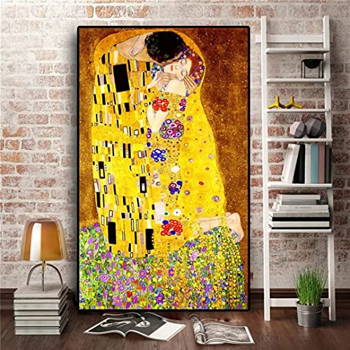 Diamond Painting Gustav Klimt Kuss Set,Diamant Painting Bilder Groß Set,Full Diamond Painting Zubehör,Diamond Painting Erwachsene DIY Cross Stickerei Malerei Kits,für Home Wall Decor (40x80cm) von Janktie