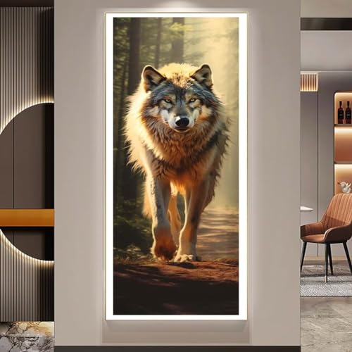 Diamond Painting Wolf Diamant Painting Bilder Kinder Wald Diamond Art DIY Set Erwachsene Full Drill Diamond Painting Zubehör, Diamant Malerei Kunst Mosaic Stickerei Kits Home Wand Decor 30x90 cm Q53 von Janktie